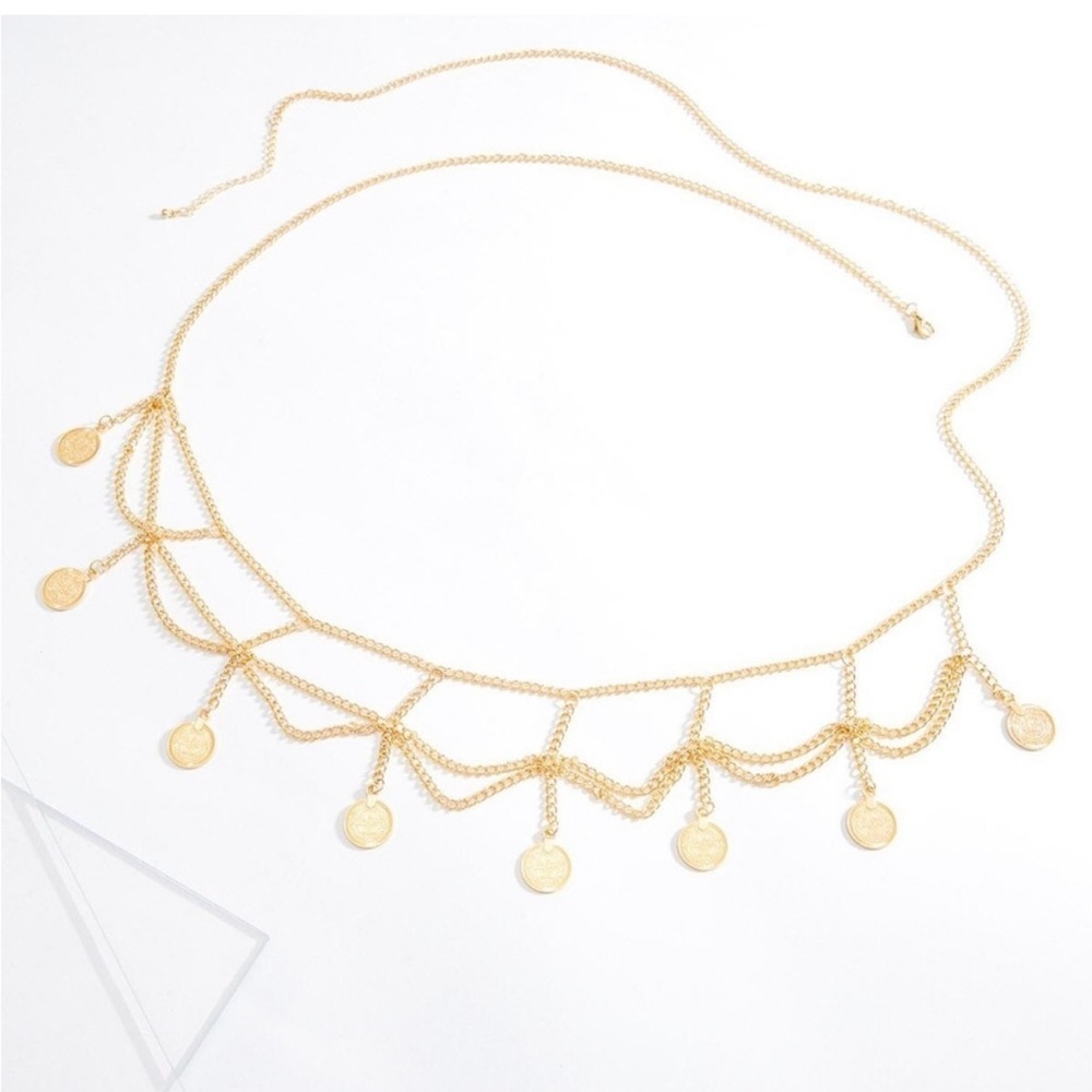 Gold Coin Chain Belt Belly Chain Body Chain - Picture 1 of 2